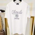 シャネル Tシャツ レディース Chanel 黒白tシャツ カジュアル 上着 トップス ハイブランド 半袖tシャツ プリント柄 ファッション ゆったり 綿100％ 柔らか 肌に優しい 四季男女兼用