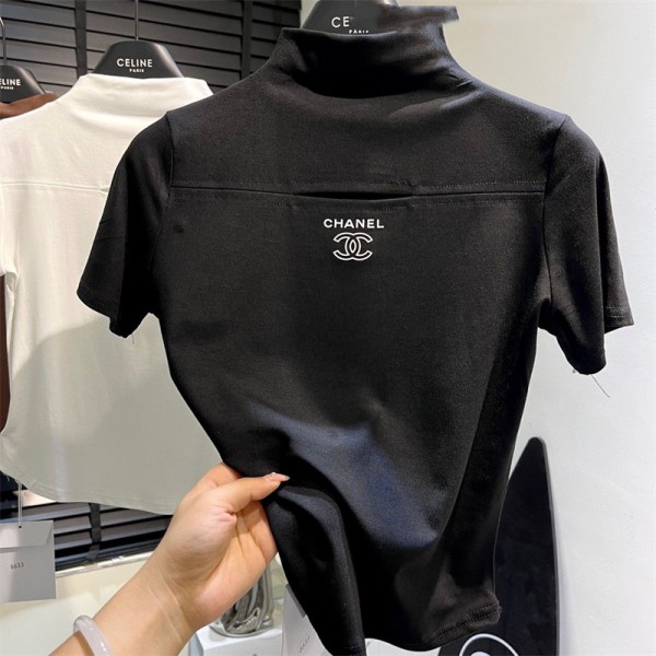 シャネル CHANEL ｔシャツ ショット 潮流 高級感 ハイネック シンプル 人気