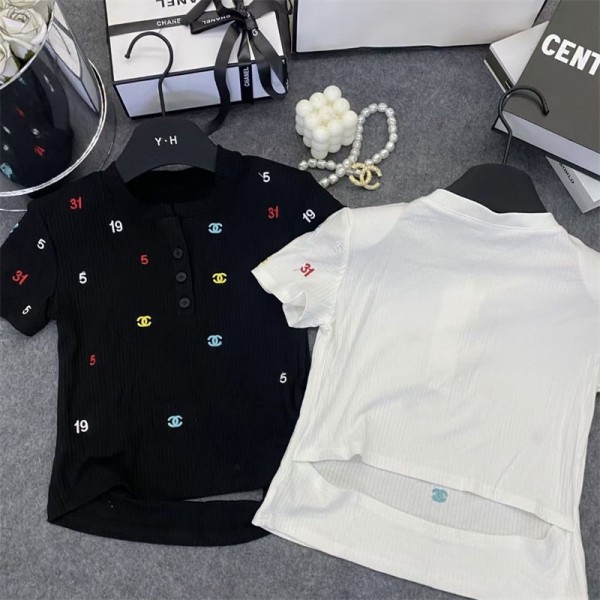 Chanel シャネルブランド半袖tシャツハイブランドtシャツ偽物レディース大人の上質Tシャツtシャツ ユニセック 35 - 55KG適用 ブランド 2色
