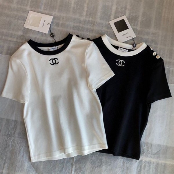 Chanel シャネルブランドtシャツカットソー コピーハイブランド半袖tシャツ男女兼用20代 30代40代tシャツ 激安パロディ大人の上質Tシャツ