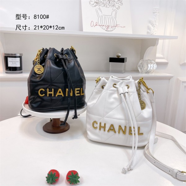 シャネル バケットバッグ レディース CHANEL ブランドショルダーバッグ アウトレット 斜めがけ 2way ハンドバッグ キャンバス レザー 革 シグネチャー 巾着 肩掛け ブランド