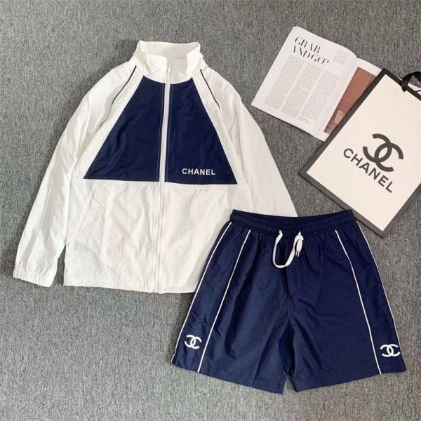 シャネル ジャージ 上下セット メンズ 大きいサイズ CHANEL スポーツウェア スウェット ショットパンツ スポーツ 吸汗速乾 通気 ランニングウェア スタイリッシュ  カジュアル 春秋冬用