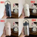 シャネルブランド 水筒 真空断熱 マグボトル(ハンドル付き) 2ウェイボトル ストロー Chanel 保温 保冷 持ち運び マグ ボトル 洗いやすい 広口 ステンレスボトル 洗浄用スポンジ付き ストロー用ブラシ付き 女の子 男の子 おしゃれ 大人 子供 ホワイト