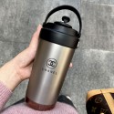 シャネルブランド 水筒 真空断熱 マグボトル(ハンドル付き) 2ウェイボトル ストロー Chanel 保温 保冷 持ち運び マグ ボトル 洗いやすい 広口 ステンレスボトル 洗浄用スポンジ付き ストロー用ブラシ付き 女の子 男の子 おしゃれ 大人 子供 ホワイト