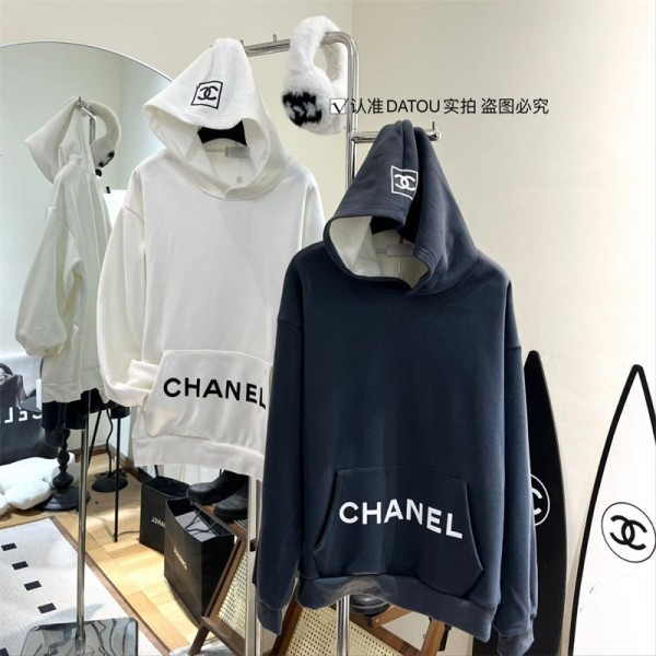 Chanel シャネルブランドトレーナー裏起毛レディースメンズ パーカー 気心地よい ブランドスウェット上着ゆったりメンズ 服 コピー カジュアル