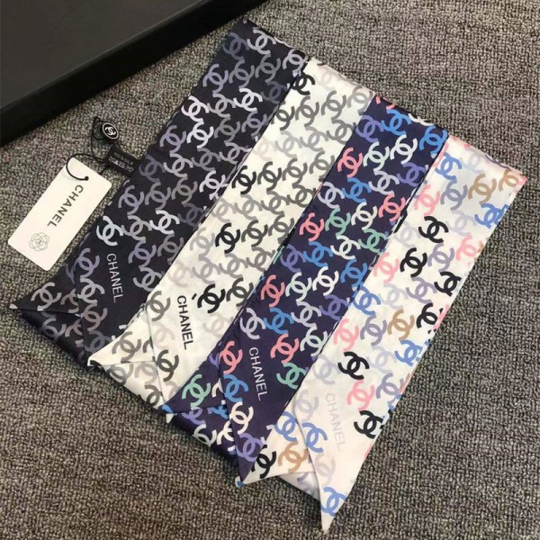Chanel シルク スカーフ スキニー レディース 少女 細い 長方形 シャネル ネッカチーフ レトロ フレッシュ 花柄 水玉 チェッカーボード 格子縞 サテン スリム リボンスカーフ 頭飾り 髪飾り 髪の包帯 ハンドル リボン