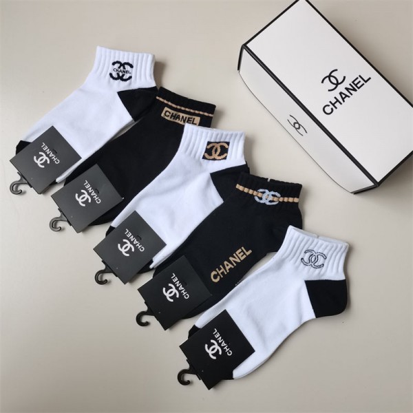 Chanel シャネルレディース向け 靴下 かわいいブランドミドルソックス 高品質上質な コットン ソックス くつしたブランドソックス 男女兼用 ファッション