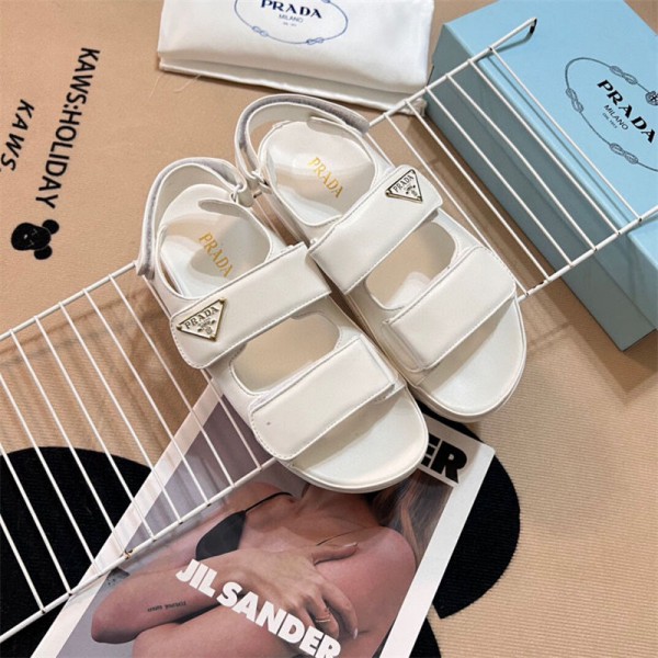 プラダ サンダル レディースシューズ Prada 厚底サンダル カジュアルサンダル 女性サンダル マジックテープ アンクルストラップ ガールズシューズ 軽量