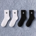 Chanel シャネルブランド ストッキング 大人気浅口ソックス 女の子好き 韓国上質な コットン ソックス くつしたブランドソックス 男女兼用 ファッション 2足セット