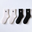 Chanel シャネルブランド ストッキング 大人気浅口ソックス 女の子好き 韓国上質な コットン ソックス くつしたブランドソックス 男女兼用 ファッション 2足セット