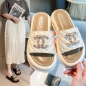 Chanel シャネル ブランド レディース キラキラサンダル お出かけスリッパ 厚底スリッパ カジュアルシューズ 夏のビーチ旅行 ファッションスリッパ 快適な 滑り止めゴムソール 225¬250CM