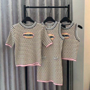 がっしりとした厚みのシャネルニット半袖t...