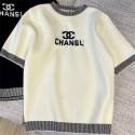 シャネルサマーニット レディース 半袖 Tシャツ Chanelニットｔシャツ ゆったり カットソー トップス ファッション 夏服 エレガント 半袖セーター