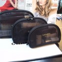 シャネルメッシュポーチ ミニ Chanelメイクアップバッグ 小さめ 可愛い 旅行 パウダーケース ナイロンメッシュ トラベルポーチ ３個セット メッシュケース ミニポーチ かわいい 化粧ポーチ 薄型 メッシュ