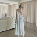 シャネルロングワンピース レディース ブランドChanel ノースリーブ バルーン ワンピース 夏 スカート 体型カバー  S - L キャミワンピース 袖なし aライン ロング丈 着痩せ ブラック