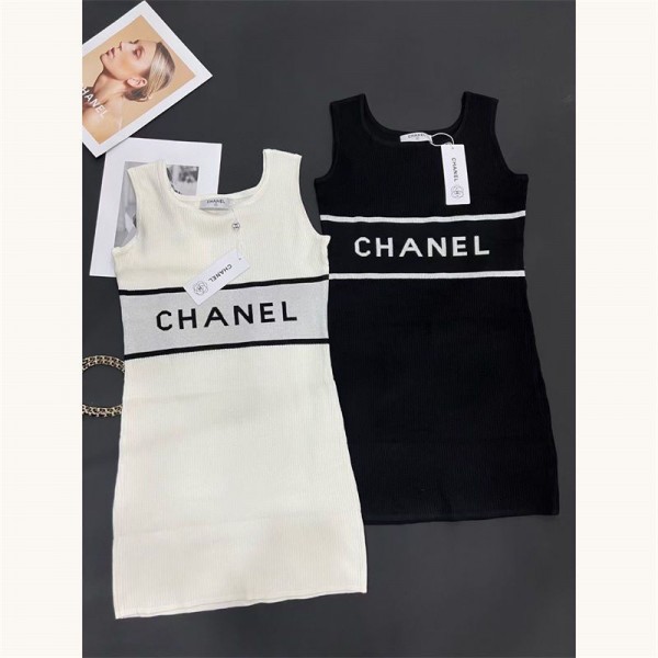 ハイブランドミニ タイトワンピース 夏 シャネル ニット セクシー Chanelタンクトップ 気質 インナー レディース 春秋 S - L