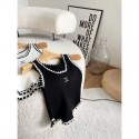 シャネルレディースキャミソール Chanelニットタンクトップ コットンリブニット生地 セクシー ノースリーブ トップス インナー リブキャミソール おしゃれ 重ね着インナー ベーシックタンクトップ