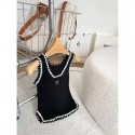 シャネルレディースキャミソール Chanelニットタンクトップ コットンリブニット生地 セクシー ノースリーブ トップス インナー リブキャミソール おしゃれ 重ね着インナー ベーシックタンクトップ