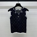 シャネル透かし彫り ニット ベスト レディース 夏 薄手 Chanel ニットノースリーブ S - XL トップス Uネック 体型カバー カジュアル 可愛い おしゃれ フリーサイズ