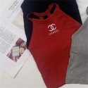 シャネルキャミソール カップ付き アメリカンスリーブ Chanel ホルターネックタンクトップ 綿生地 S - L ブラ付き コットンインナー キャミソール ブラトップス パッド入り ショート下着 ライトスポーツヨガ用　響かないタイト