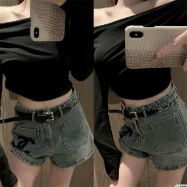 Chanelレディース デニムショートパ...