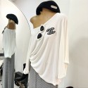 シャネルレディース ２点セット Ｔシャツトップス+スカート Chanel 上下セット セットアップ 秋服 肩出し 長袖 フレア ロング丈 カジュアル ゆったり 可愛い オシャレ ギャザー 切り替え 春夏