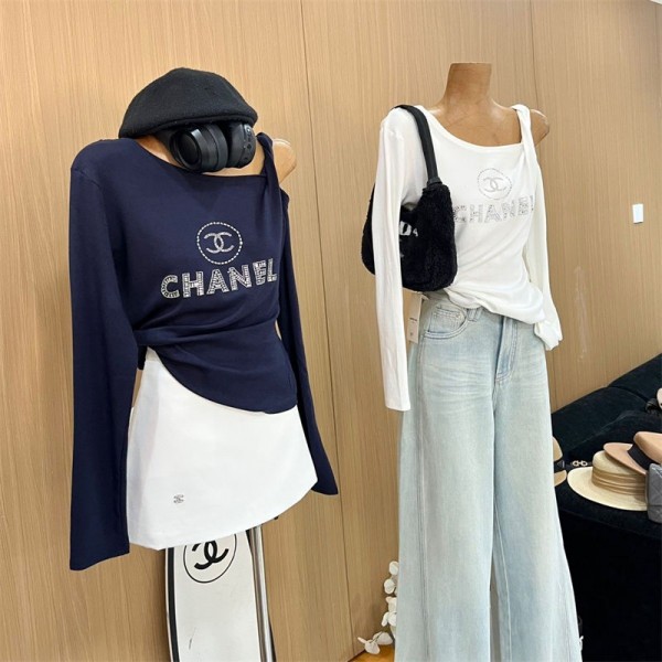Chanel シャネルtシャツハイブランド秋春ハイブランド長袖tシャツ男女兼用ブランドtシャツ高品質Tシャツカットソーペアカップル