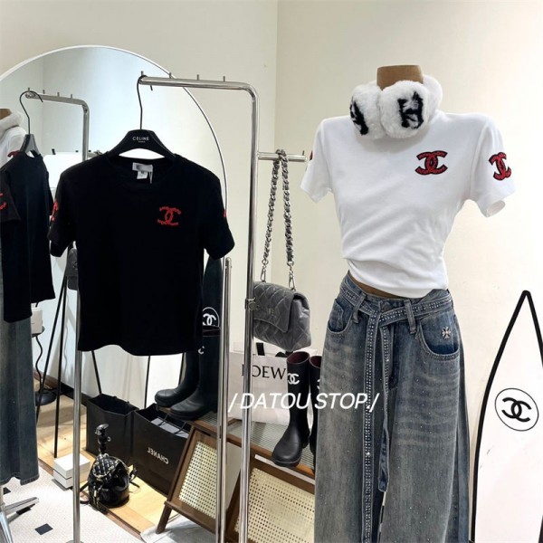 Chanel シャネルブランド半袖tシャツハイブランド半袖tシャツ男女兼用ブランド 服 コピー 激安屋大人の上質Tシャツ