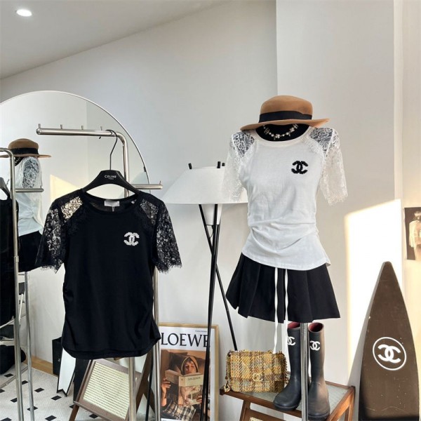 Chanel シャネルブランドtシャツ上着カジュアル韓国 パチモン tシャツTシャツカットソーペアカップル20代 30代40代tシャツ 激安パロディ