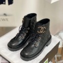 ブランド シャネルブーツ レディース 高品質 Chanel  ショートブーツ 厚底 ブーツ レースアップ 編み上げブーツ ハイカット 8ホールシューズ 秋 冬用 ワークブーツ  225¬250cm 革靴 防水 黒 大きいサイズ 歩きやすい