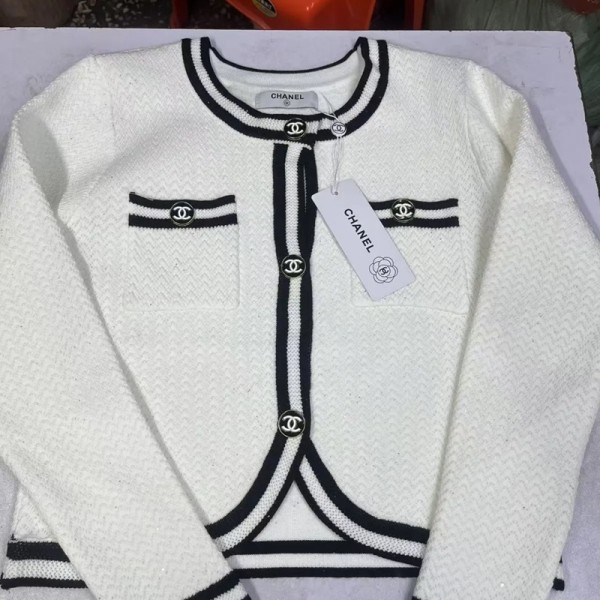 Chanel シャネルブランドカーディガン レディース ニット トップス アウター S-L 羽織 クルーネック 前開きボタン ゆったり 体型カバー 大きいサイズ 保温 ふわふわ 可愛い カジュアル 厚手 通勤 春 秋 冬