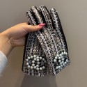 ブランドChanel ハリスツイードグローブ 可愛い シャネルツイード手袋 パール付き スマホ対応 レザー コンビ レディース 手袋 裏ボア ファッション