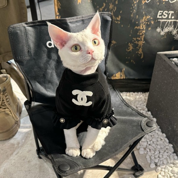 Chanel シャネルブランド無毛猫パーカーコート冬暖かいスフィンクス猫ウェア 子犬服 猫の洋服 スウェットシャツ かわいい ペット衣装 スフィンクス、デボン、コーニッシュ用XS-XXL