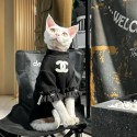 Chanel シャネルブランド無毛猫パーカーコート冬暖かいスフィンクス猫ウェア 子犬服 猫の洋服 スウェットシャツ かわいい ペット衣装 スフィンクス、デボン、コーニッシュ用XS-XXL