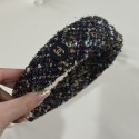 ハイブランド シャネルカチューシャ 痛くないカチューシャ Chanelヘアターバン ヘアアクセサリー レディース ツイード シンプル 太め 人気 可愛い 痛くない 韓国 黒 秋冬 クリスマス デート