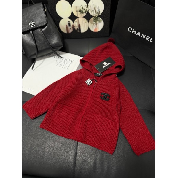 ブランドシャネルキッズ ニットパーカー 女の子 Chanel 子供ニットジャケット 春 秋 コート ガールズ アウター 子供 フード付きトレーナー 冬 ボーダー 子供服 ヘビー服 ジュニア ジップ フーディー 73¬100cm 可愛 人気 韓国風 普段着 通学 通園 上着