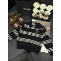 シャネル子供ニットポロシャツ ストライプ ハイブランドChanelニット ポロ  セーター 快適 長袖 ボタン ベビー プルオーバー 幼児 流行り スウェットシャツ 90¬160cm 