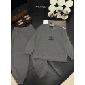 シャネル子供スウェットセットアップ 裏起毛 ブランドChanelキッズパジャマ ボーイズ 上下セット 秋冬 ルームウェア ゆったりシルエット 男女兼用 ペアパジャマ 部屋着 セットアップ 防寒 柔らか 裏フリース チャコール 90-170cm 
