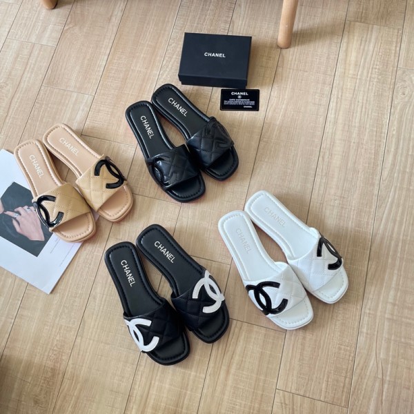 ブランドシャネル気質スリッパ Chanelミュール ローヒール サンダル お出かけ用 ファッション春夏 秋 前あき 室内 ルームシューズ 225¬260cm 