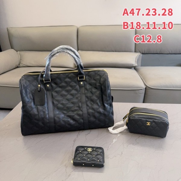 ハイブランドシャネルボストンバッグ Chanel 旅行バッグ 手持ちバッグ 大容量 レディース メンズ 修学旅行 キャリーオンバッグ 機内持ち込み 軽量 防水 3点セット