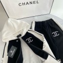 Chanel シャネルブランドおしゃれ 子供服 ジャージ ロングパンツ トップス 長袖 女の子 キッズ スウェット 上下セット ガールズ フード付き 前開き 運動服 シンプル 韓国風 2点セット カジュアル 可愛い 学生 120-170cm