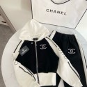 Chanel シャネルブランドおしゃれ 子供服 ジャージ ロングパンツ トップス 長袖 女の子 キッズ スウェット 上下セット ガールズ フード付き 前開き 運動服 シンプル 韓国風 2点セット カジュアル 可愛い 学生 120-170cm