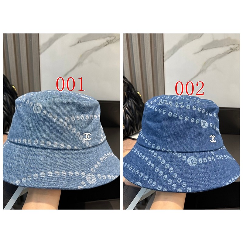 Chanel シャネルブランドバケットハット デニム プリント柄帽子