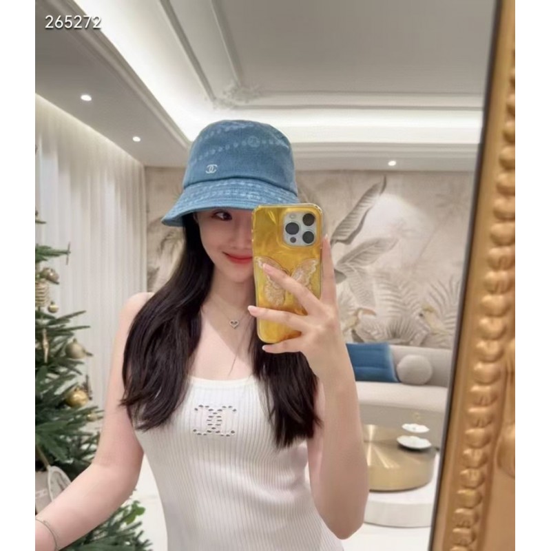 Chanel シャネルブランドバケットハット デニム プリント柄帽子