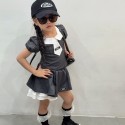 ブランドシャネル女の子 子供服 上下セット Chanel ガールズバブルスリーブ半袖トップス レイヤード風スカート 韓国系キッズウェア 夏服 カジュアルコーデ お嬢様風セットアップ 90-140cm