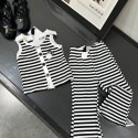 ブランドシャネル女の子 夏服 Chanel キッズノースリーブ Tシャツ フレアパンツ 上下セット 2点セット ゆったり 韓国風 おしゃれ 可愛い 子供服 ジュニア服 洋服 カジュアル 80-150cm