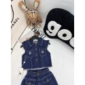ブランドChanel 子供服 セットアップ シャネルデニム ジャケット ショートパンツ 2点セット 女の子 上下セット シャツ ジーンズ キッズ デニムパンツ ズボン ジャージ ガールズ ダンスウェア ジュニア 90¬150cm