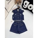 ブランドChanel 子供服 セットアップ シャネルデニム ジャケット ショートパンツ 2点セット 女の子 上下セット シャツ ジーンズ キッズ デニムパンツ ズボン ジャージ ガールズ ダンスウェア ジュニア 90¬150cm