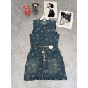 ハイブランド Chanel レディース ノースリーブ デニム シャネルジャンパースカート 夏ワンピース カジュアル ひざ丈 オールインワン 大人 ワンピ リゾート S¬L