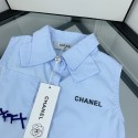 ブランド シャネル 無袖ワンピース キッズ 女の子 Chanel ノースリーブドレス かわいい 柄プリント ベビー服 薄手 通気性 快適 子供ドレス ガールズ 韓国 お洒落 90¬140cm 袖なし プリンセスドレス